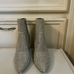 Target Silver Rhinestone Pointed Ankle Booties